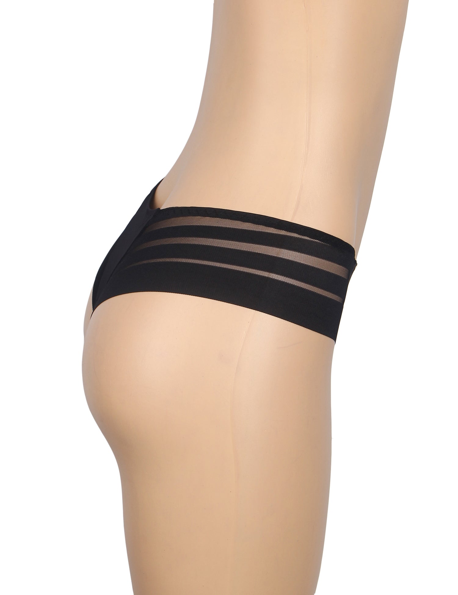 Culotte de bain femme en tissu patchwork de maille rayée noire sexy