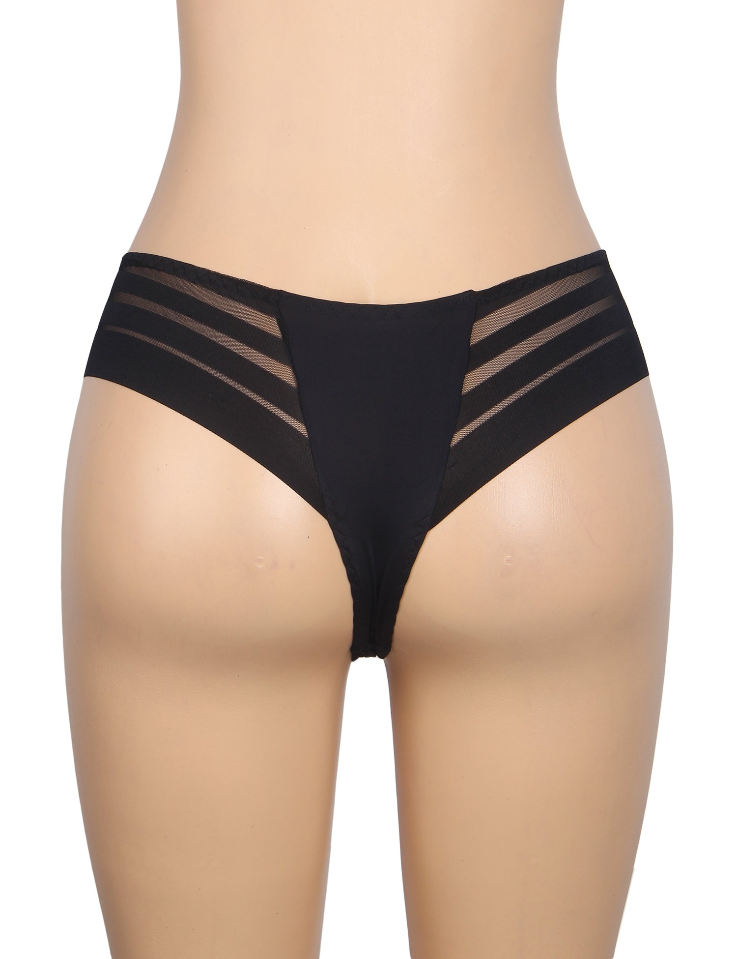 Culotte de bain femme en tissu patchwork de maille rayée noire sexy