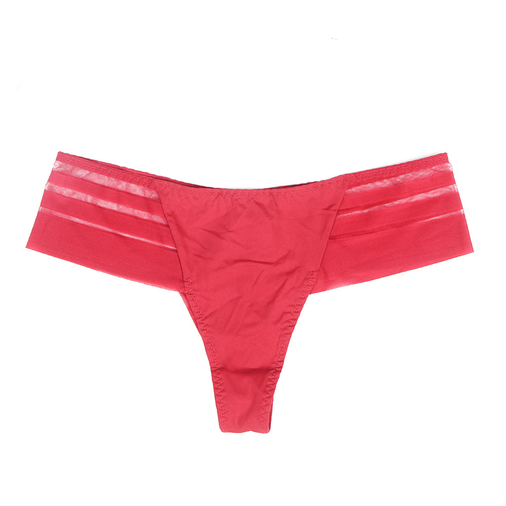 Culotte de bain femme en tissu patchwork de maille rayée bordeaux sexy