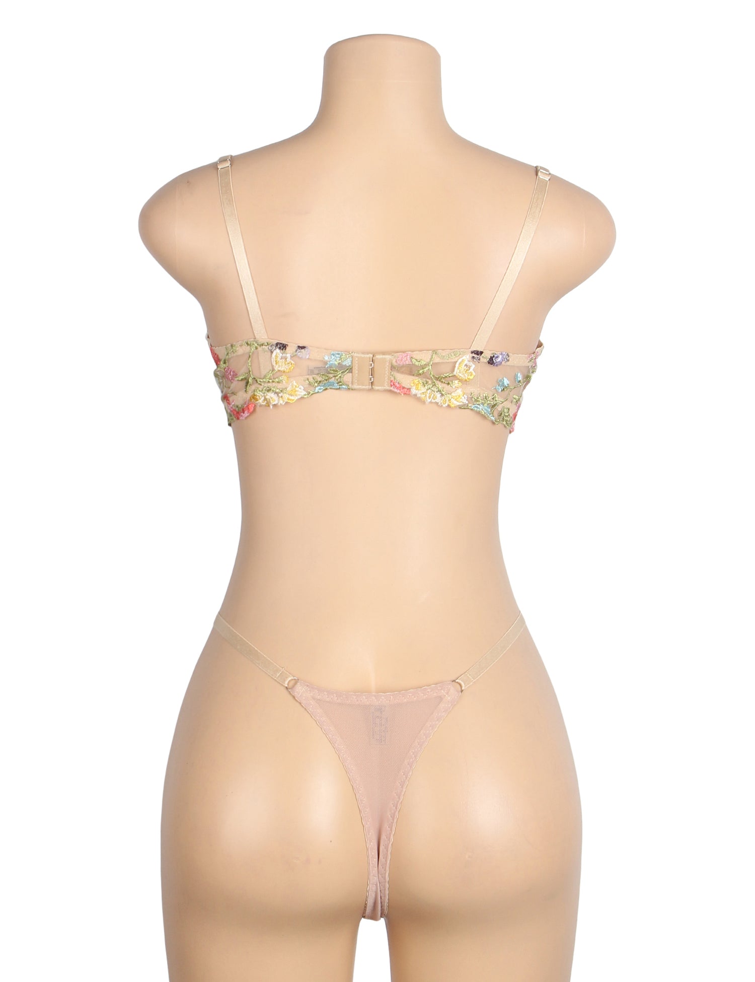 Ensemble soutien-gorge et brassière jaune sexy en maille brodée de fleurs