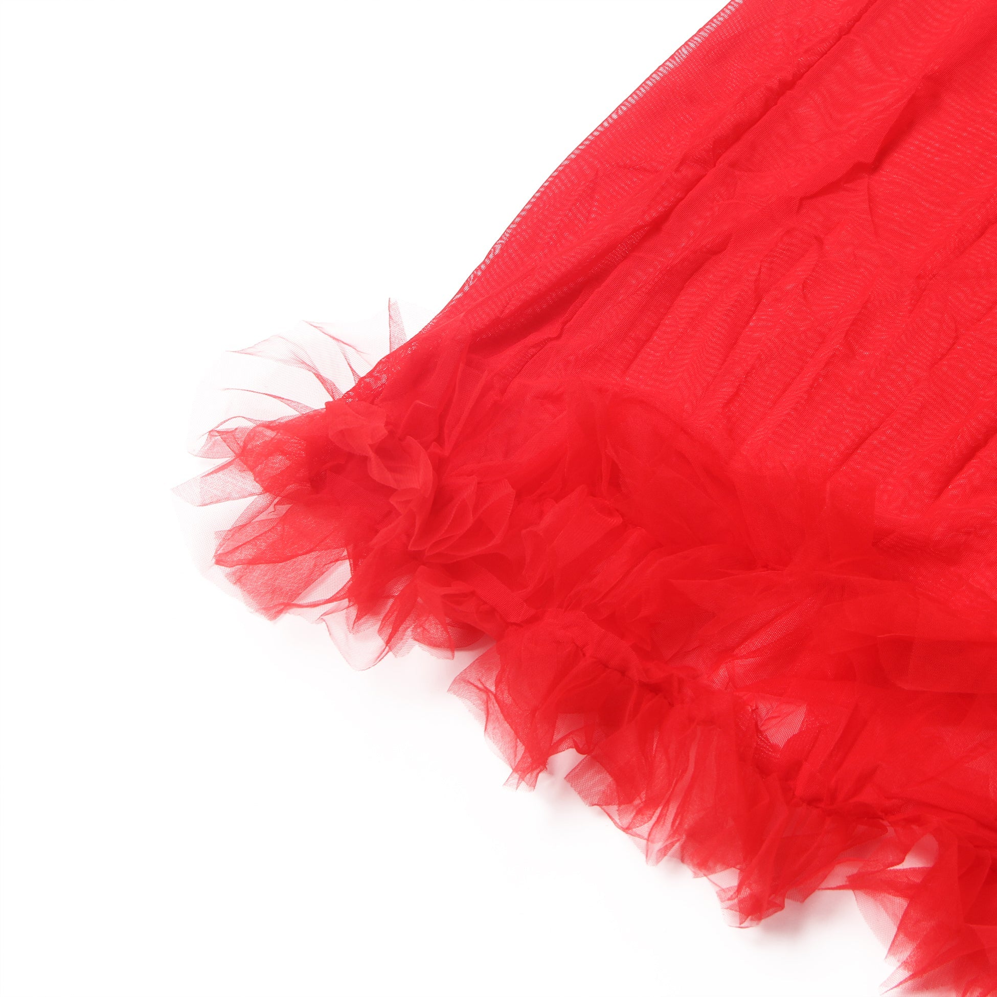 Red Sexy Mesh Ruffled Long Robe With Belt