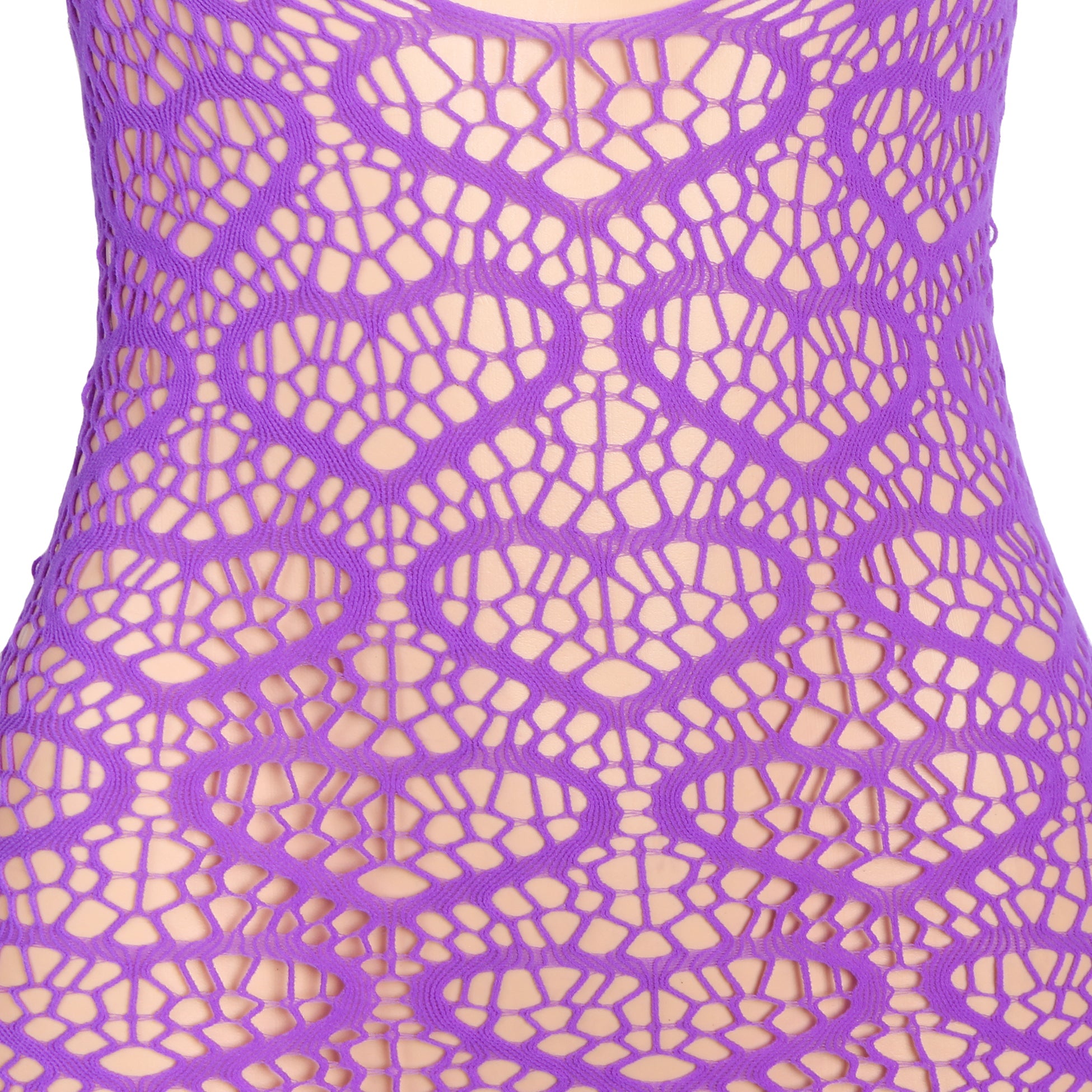 Robe une pièce violette sexy à manches longues en forme de cœur