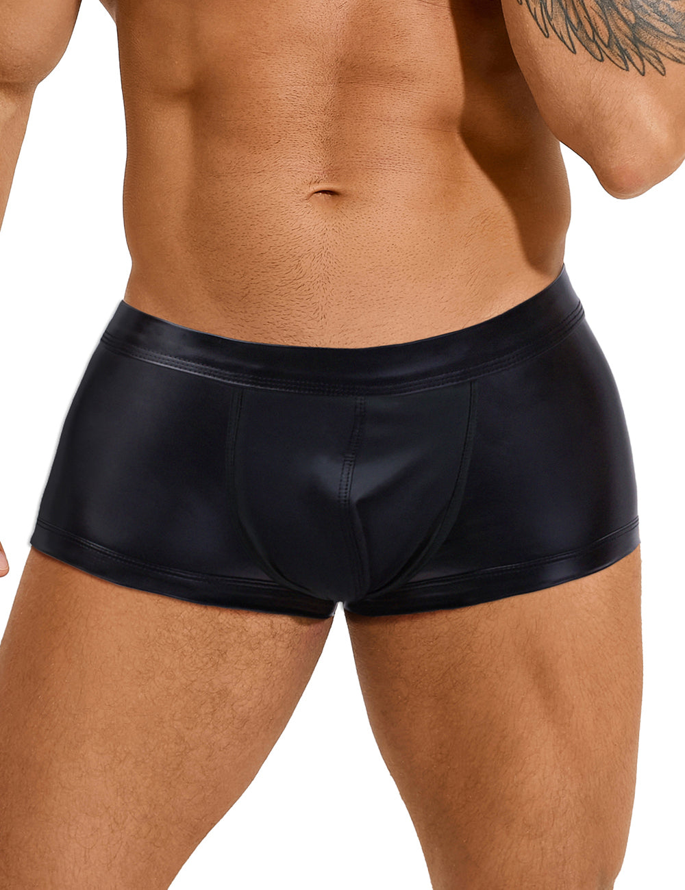 Black Sexy PU Leather Hip Hollow Men Boxer