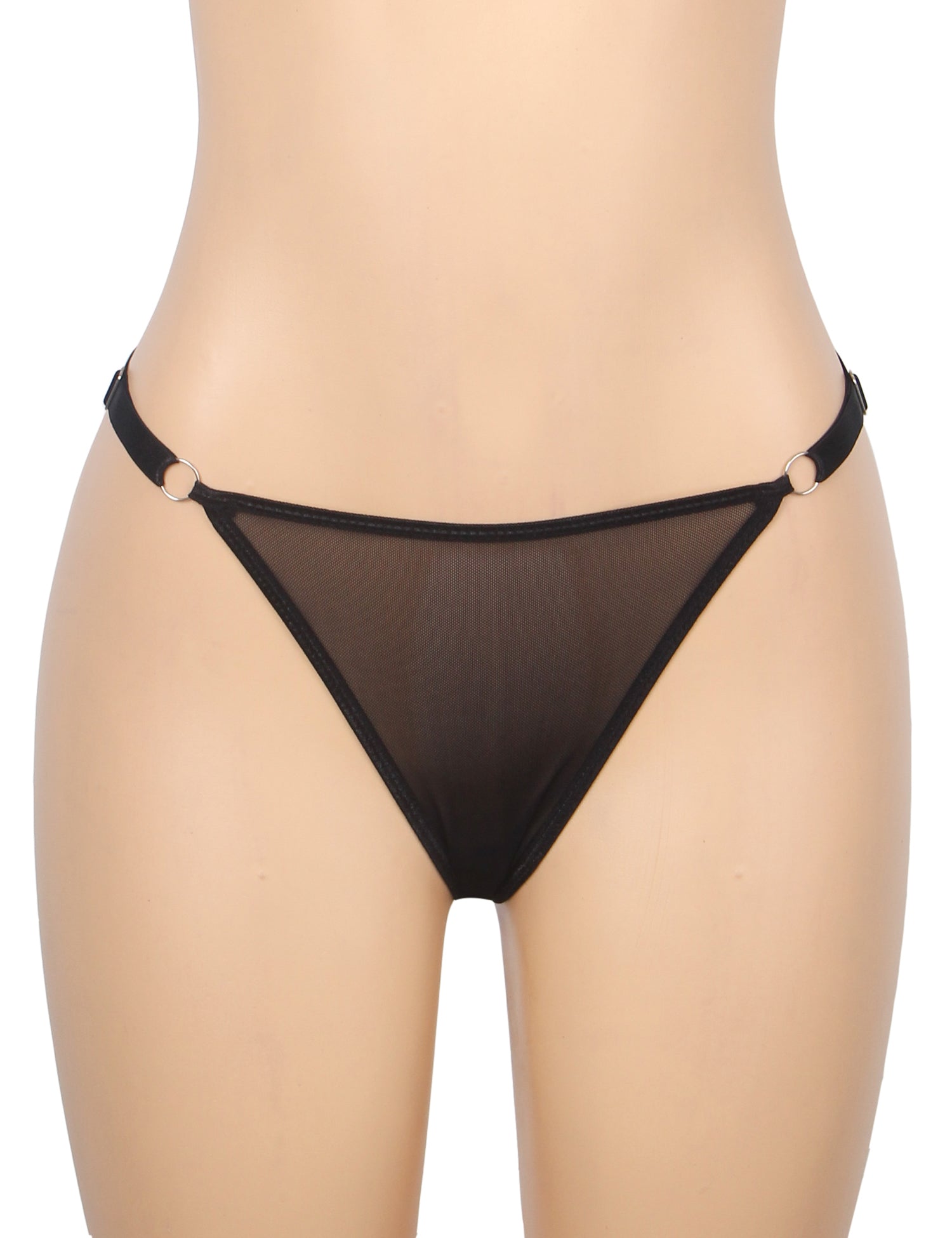 Nuisette longue fendue en dentelle noire sexy et résille