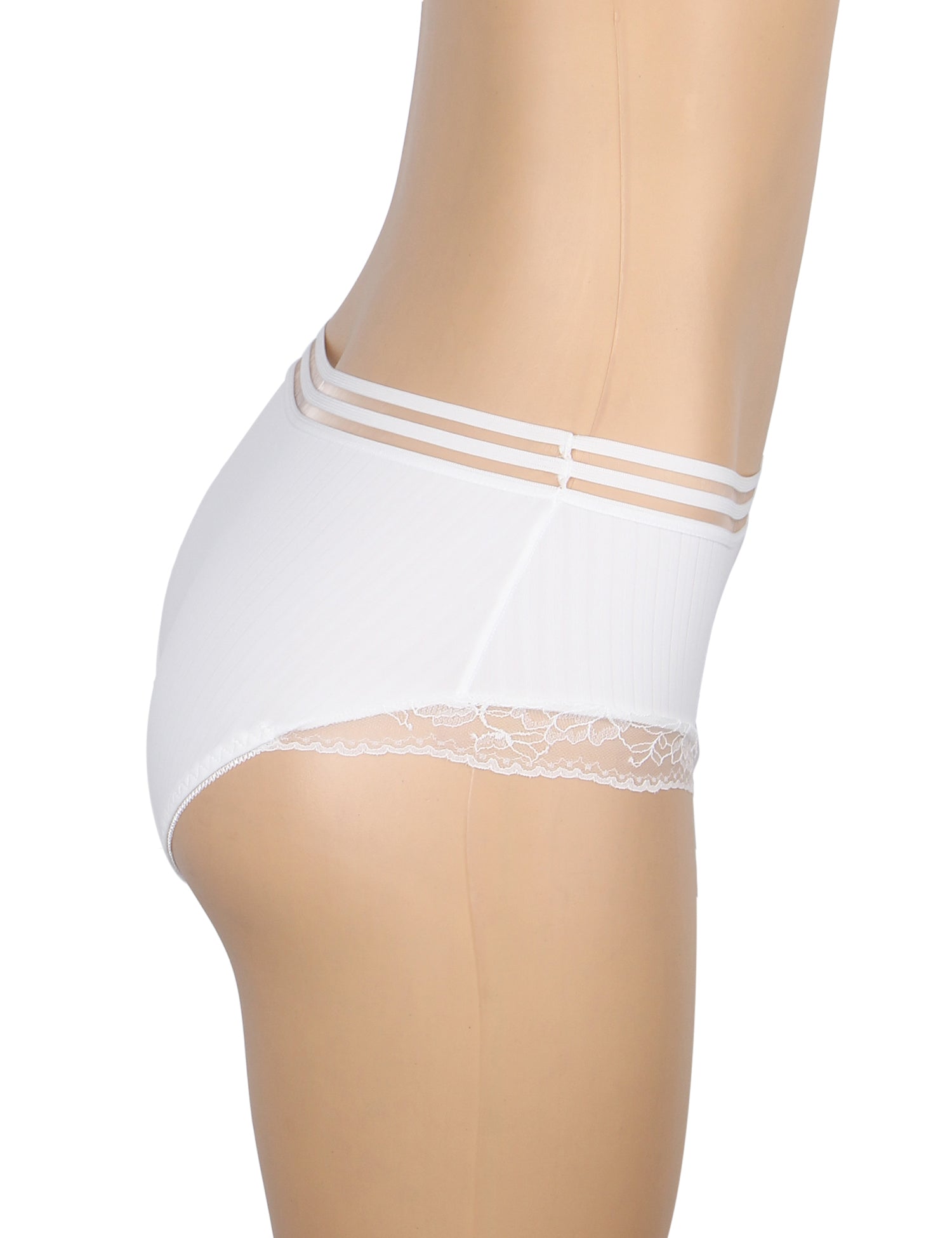 Weiße, sexy gestreifte Damenunterwäsche aus Stoffspitze