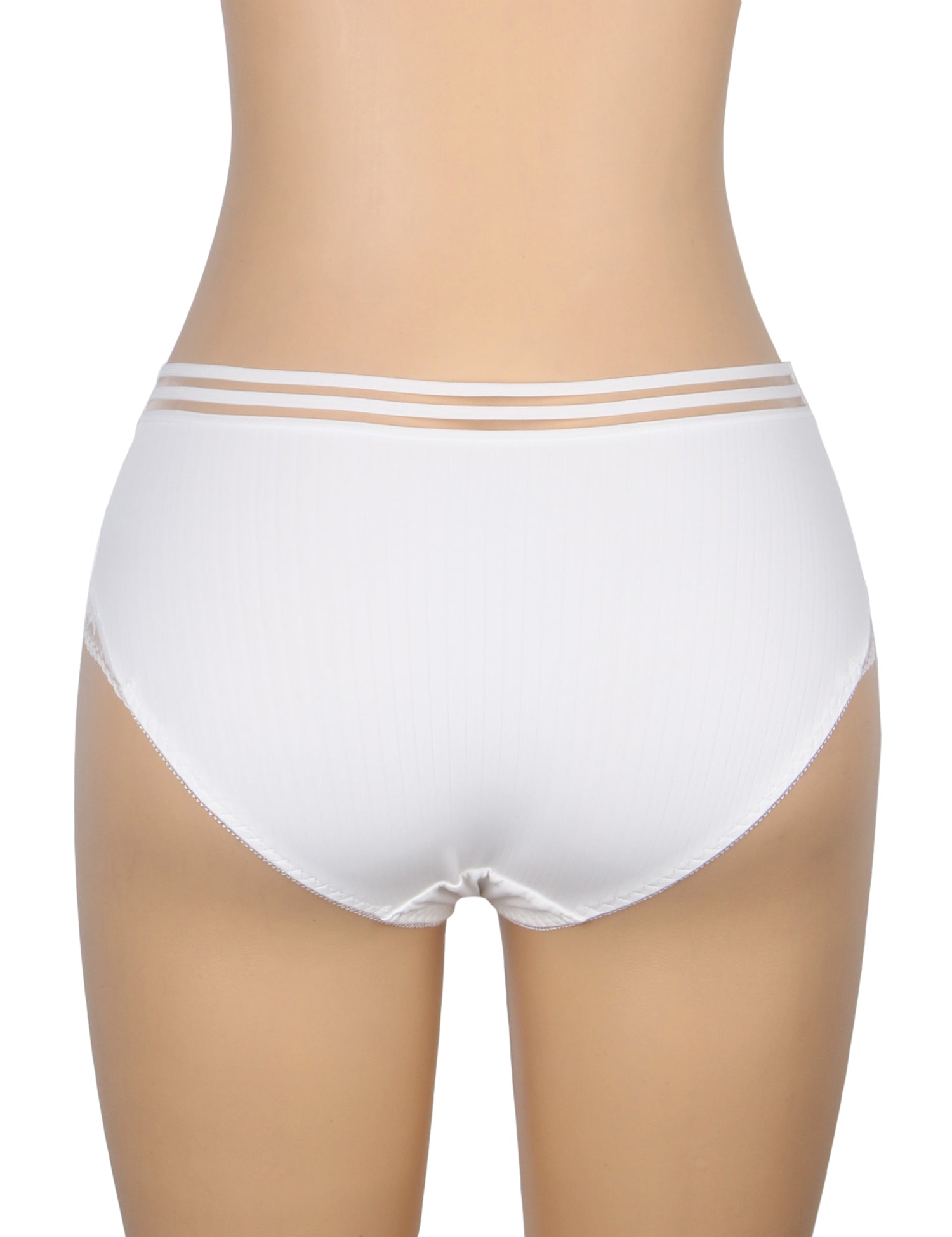 Weiße, sexy gestreifte Damenunterwäsche aus Stoffspitze