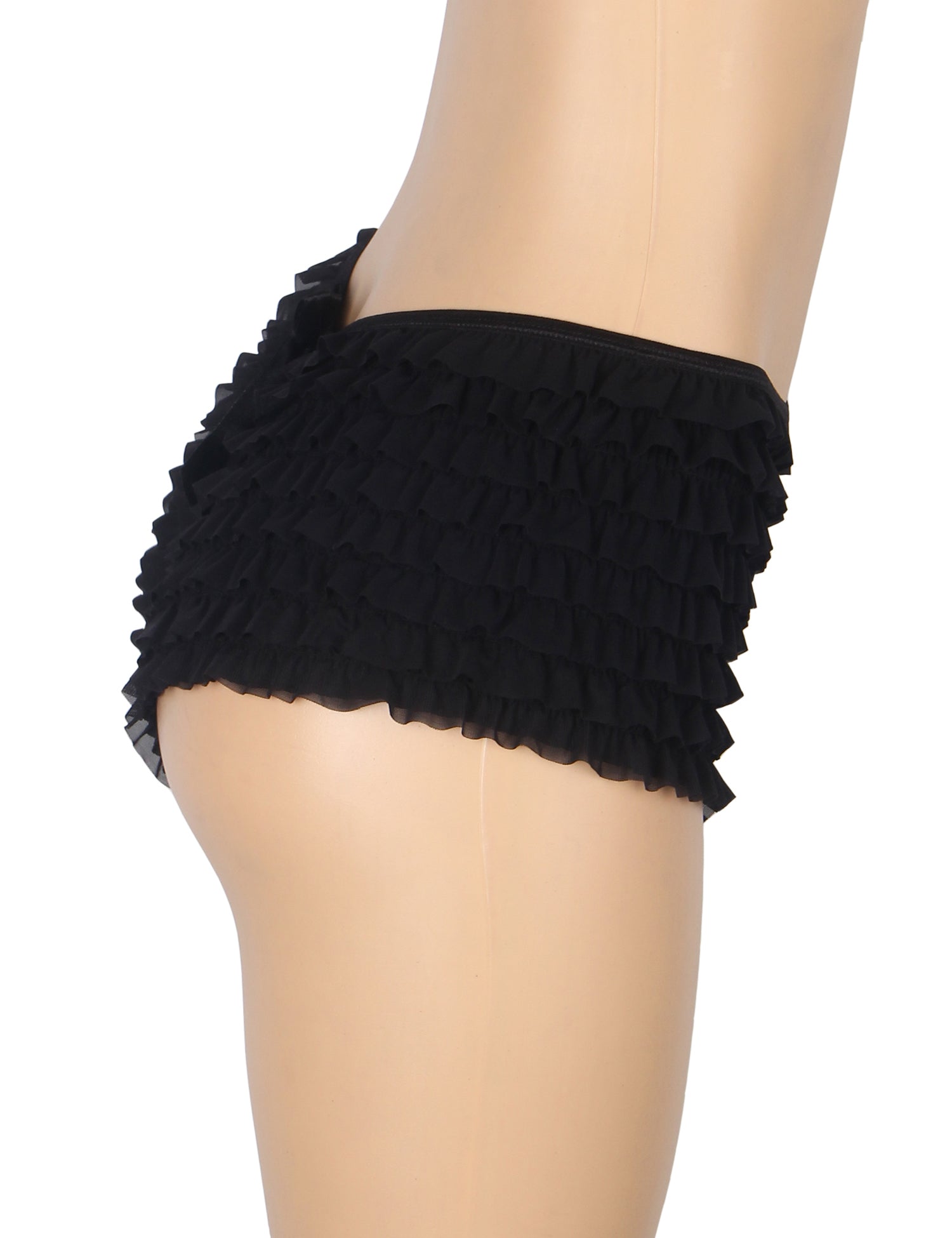 Black Sexy Mesh Swimsuit Cloth Ruffled Women Underwear With Bow