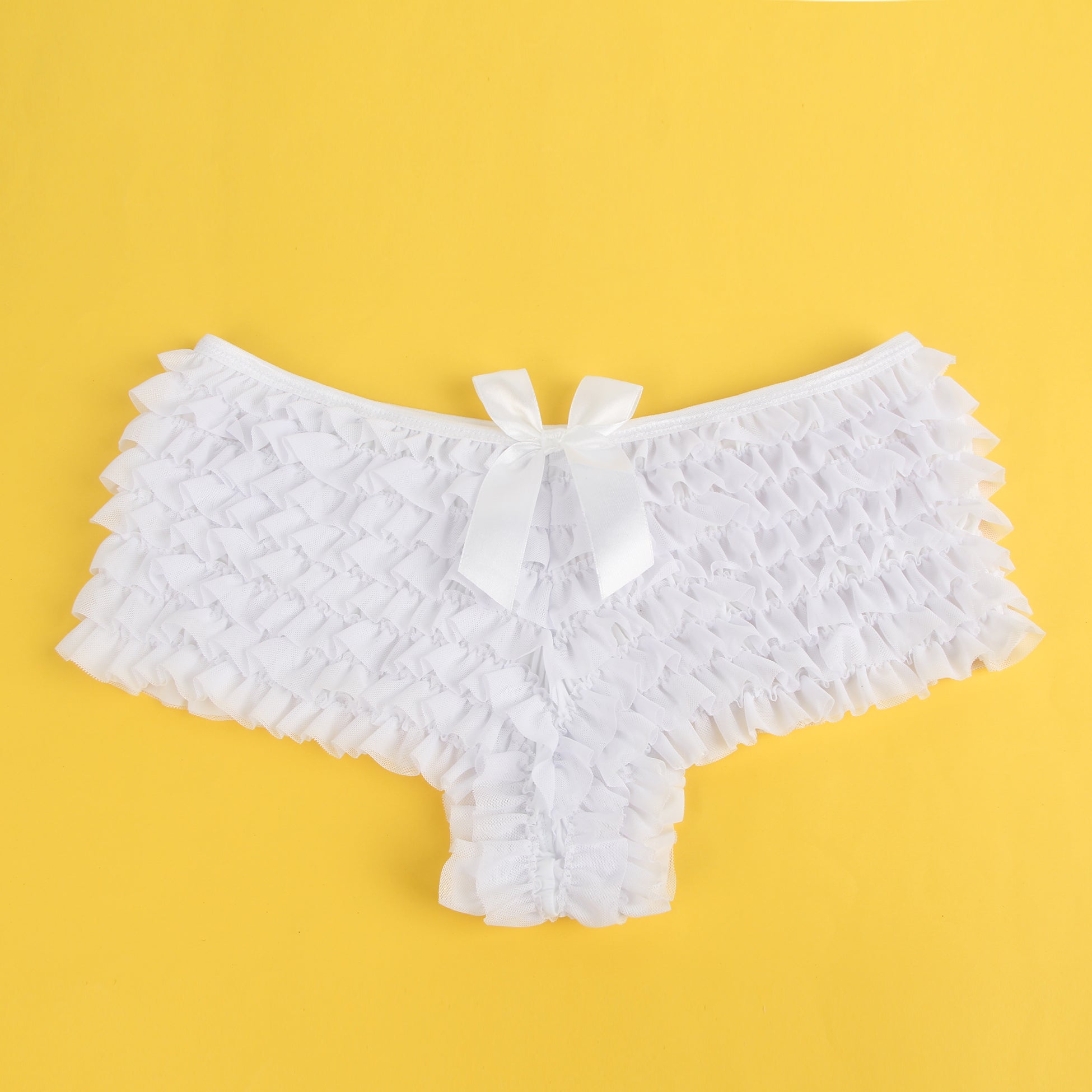 White Sexy Mesh Swimsuit Cloth Ruffled Women Underwear With Bow