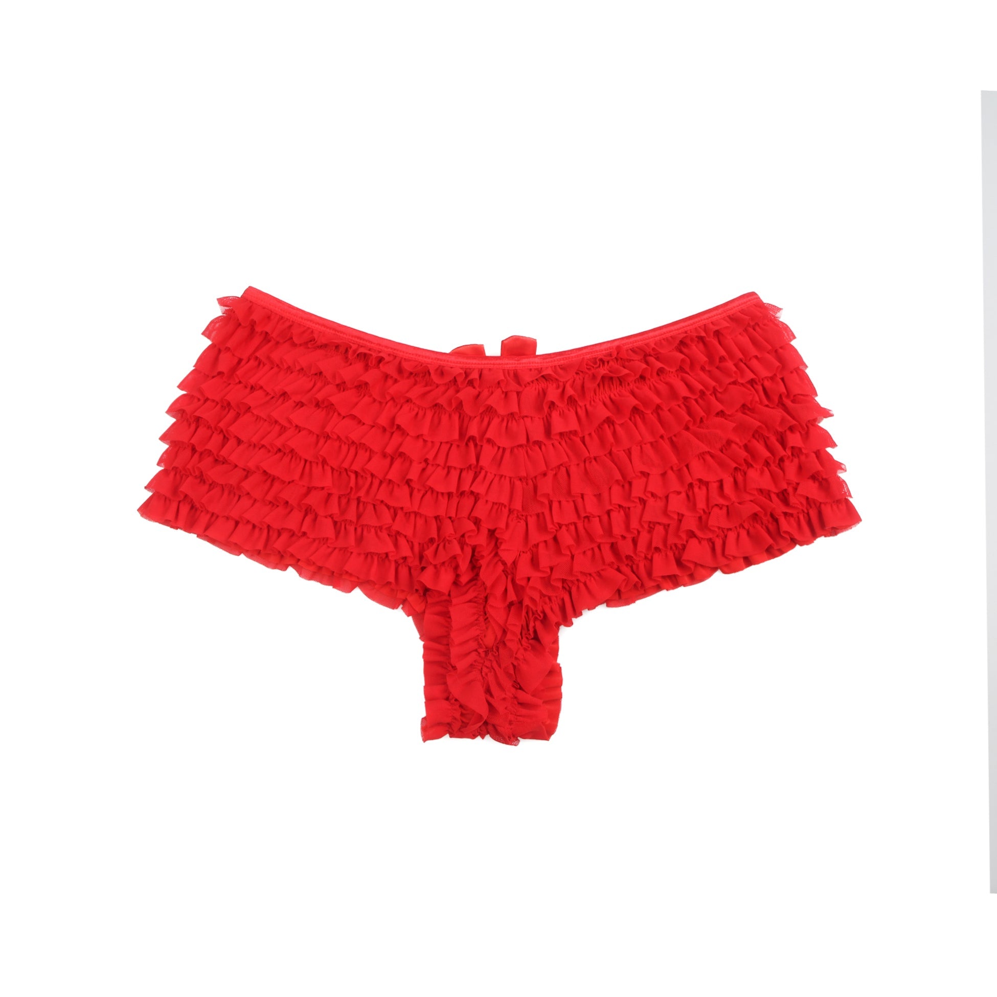 Maillot de bain rouge sexy en résille, sous-vêtements féminins à volants et nœud