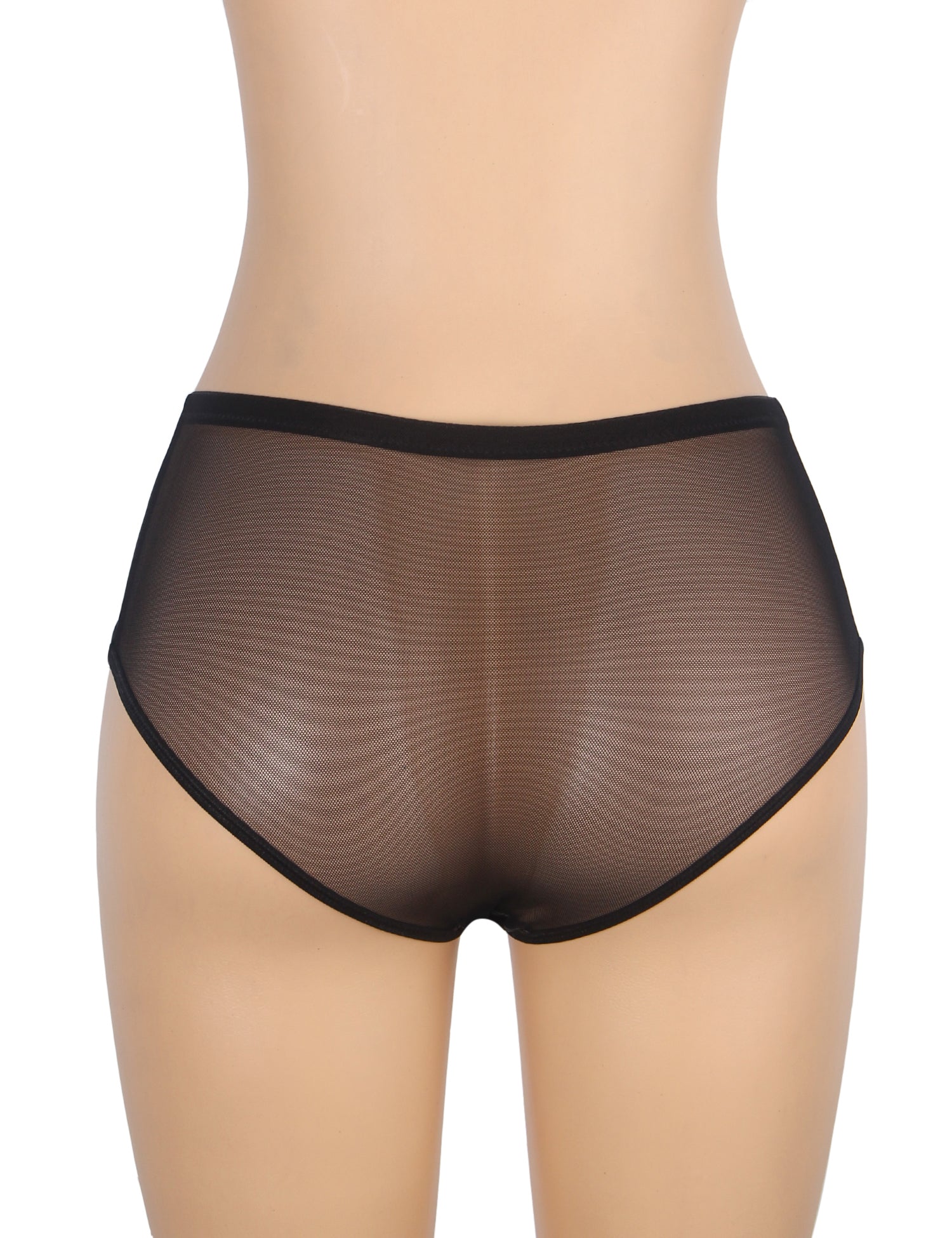 Schwarze, sexy Damenunterwäsche aus PU-Leder mit Mesh-Nieten