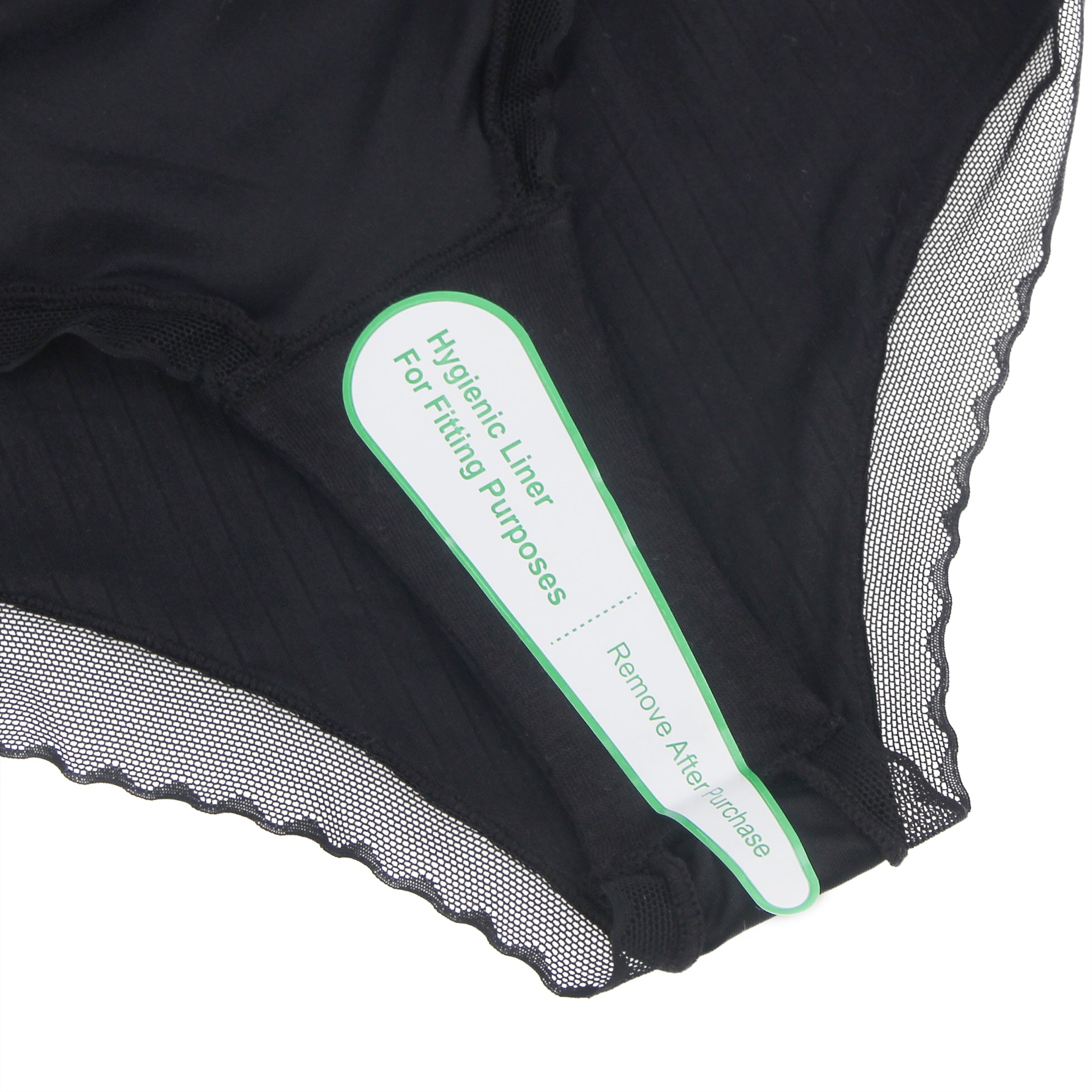 Black Sexy Striped Fabric And Mesh Bow Women Underwear