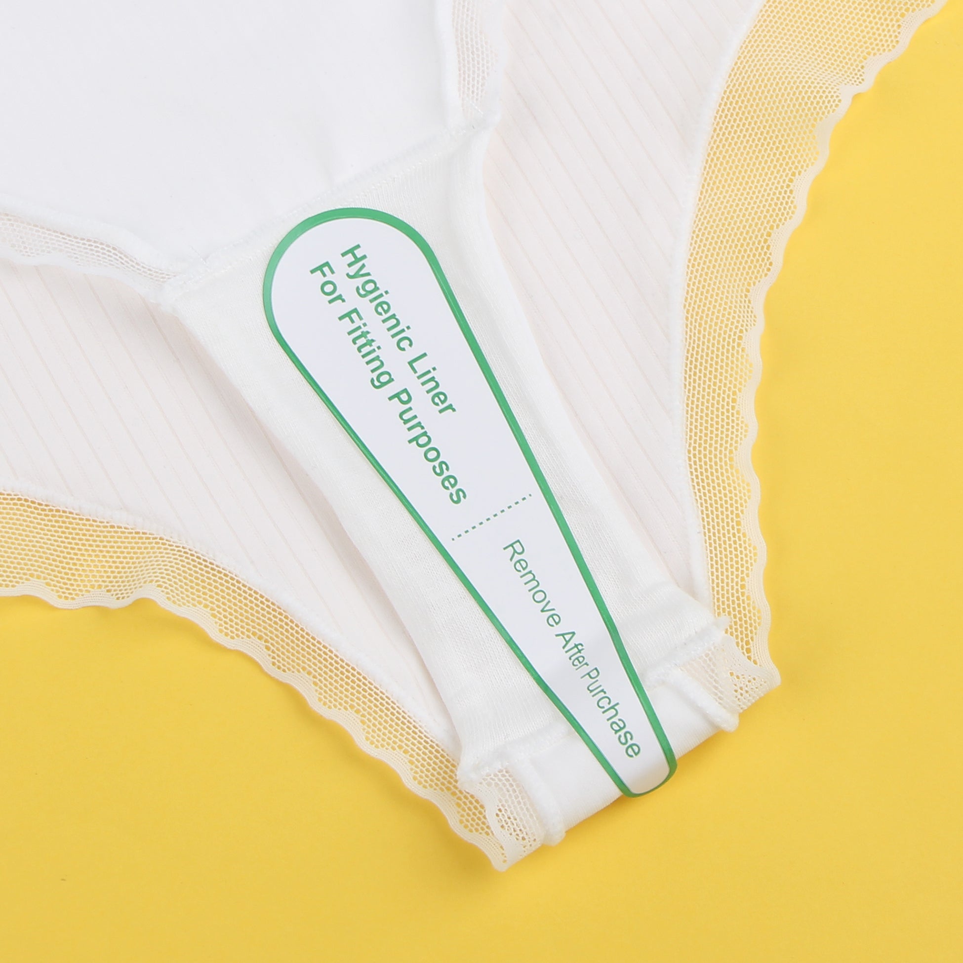 White Sexy Striped Fabric And Mesh Bow Women Underwear