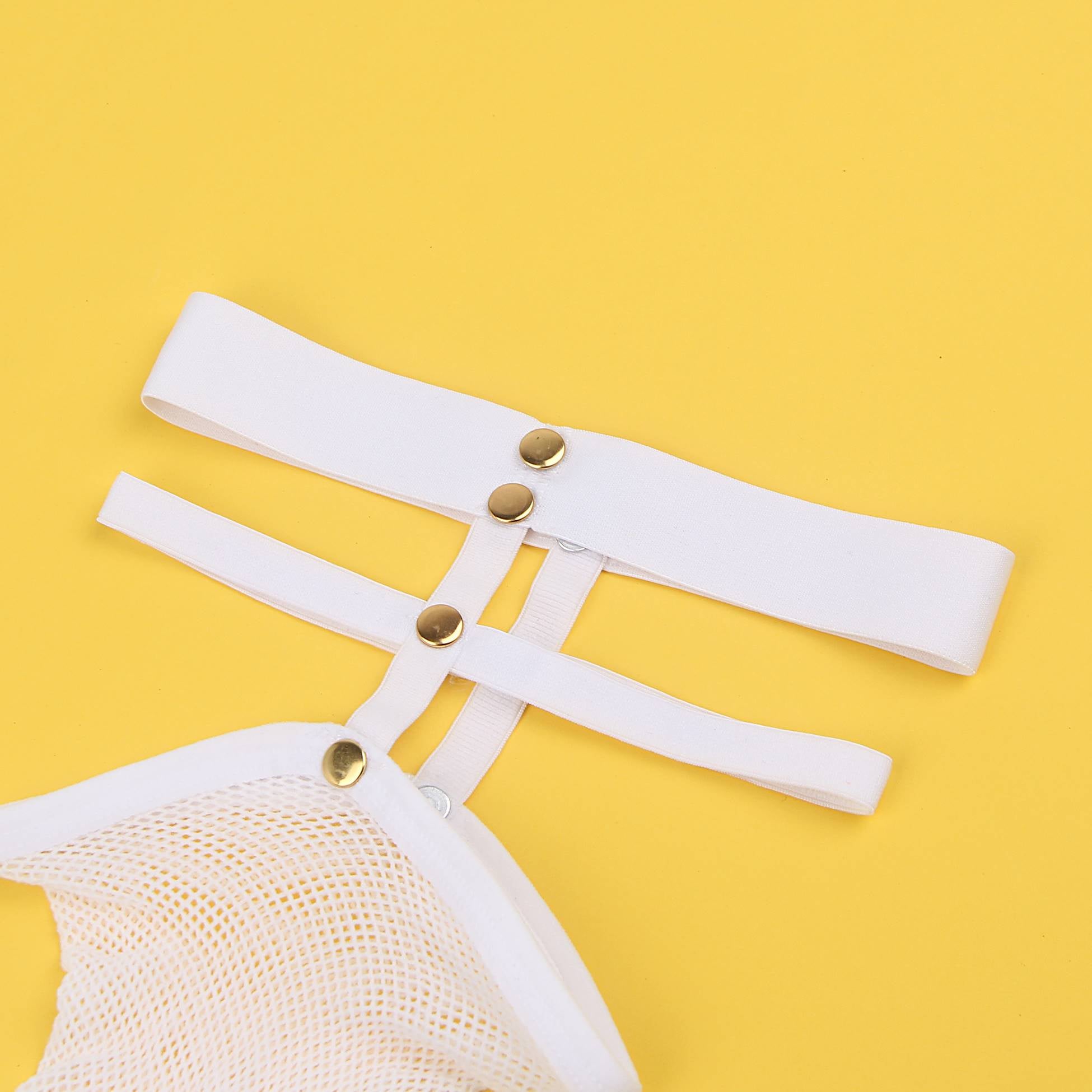 White Sexy Small Mesh Elastic Rivet Fishnet Stockings