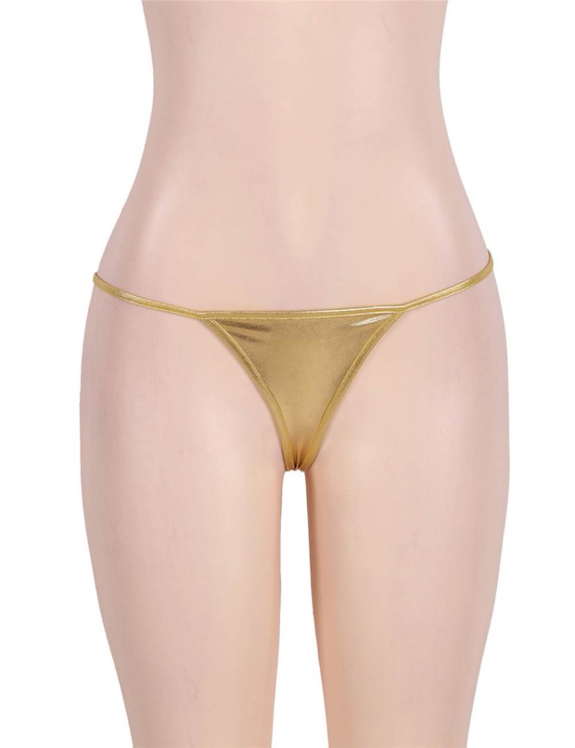 Exotic Micro Shiny Golden G String Thongs,