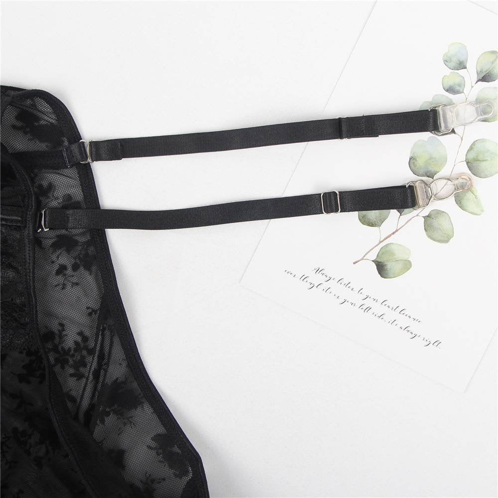 Black Exquisite Lace Choker Neck Teddy