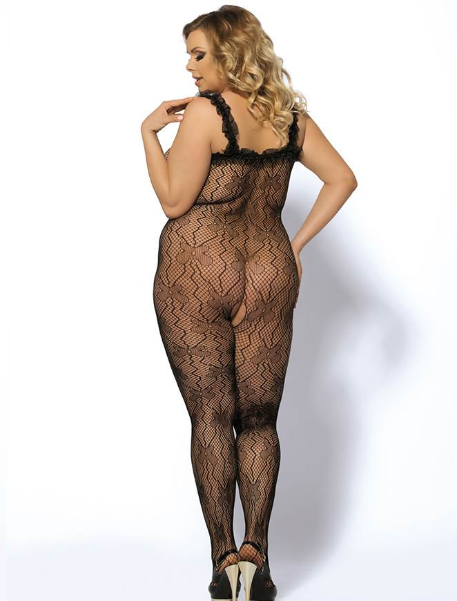 Plus Size Strappy Shoulders Floral Motif BodyStockings