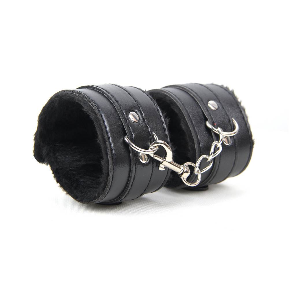 Black SM Bondage Sex Leather Handcuffs
