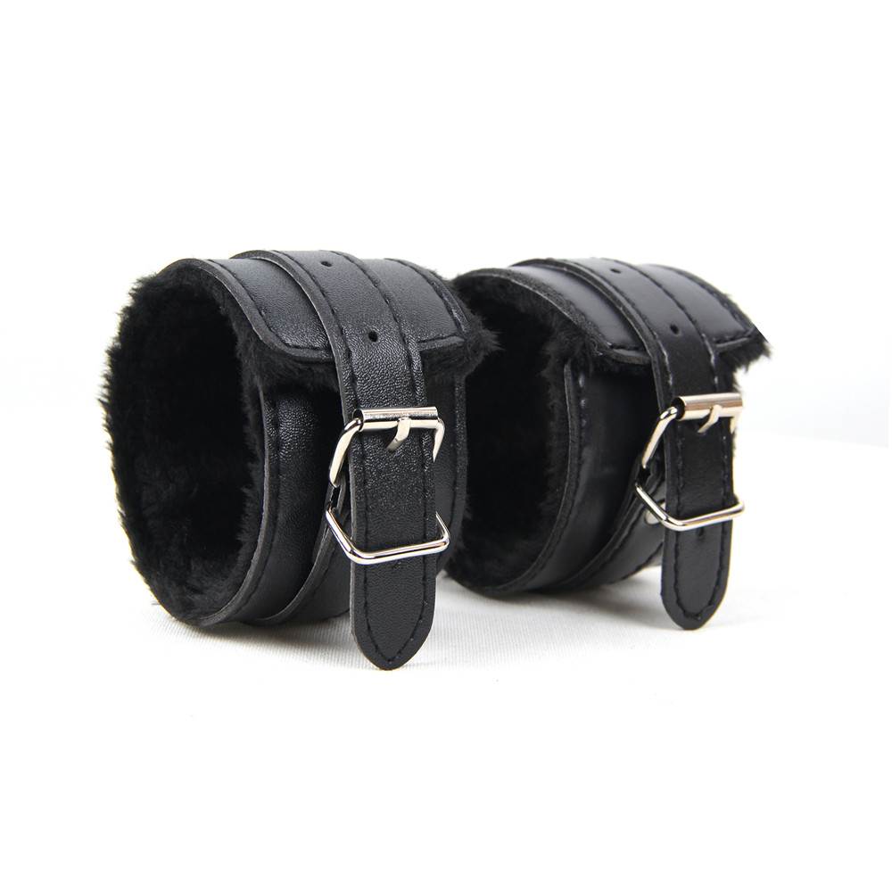 Black SM Bondage Sex Leather Handcuffs