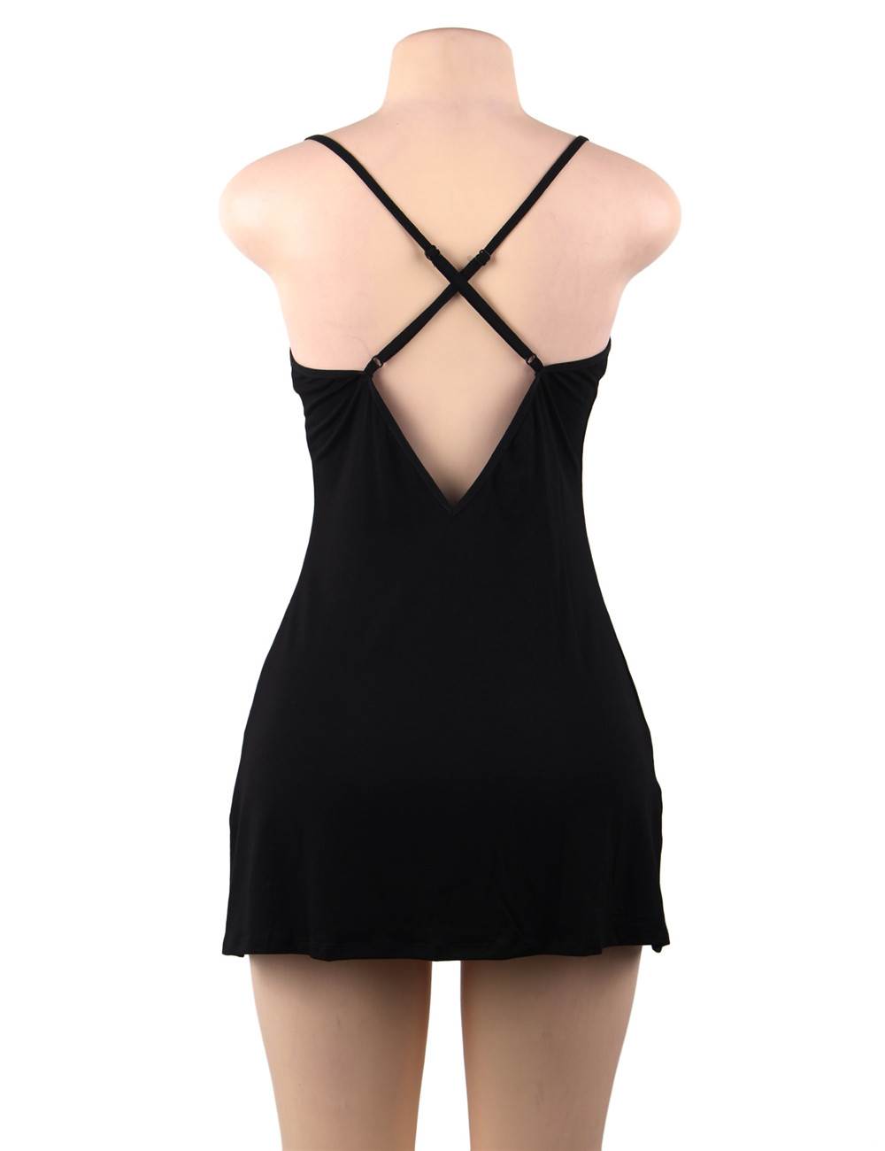 Lace Decoration V-neck  Stretchy Modal Nightdress with G String