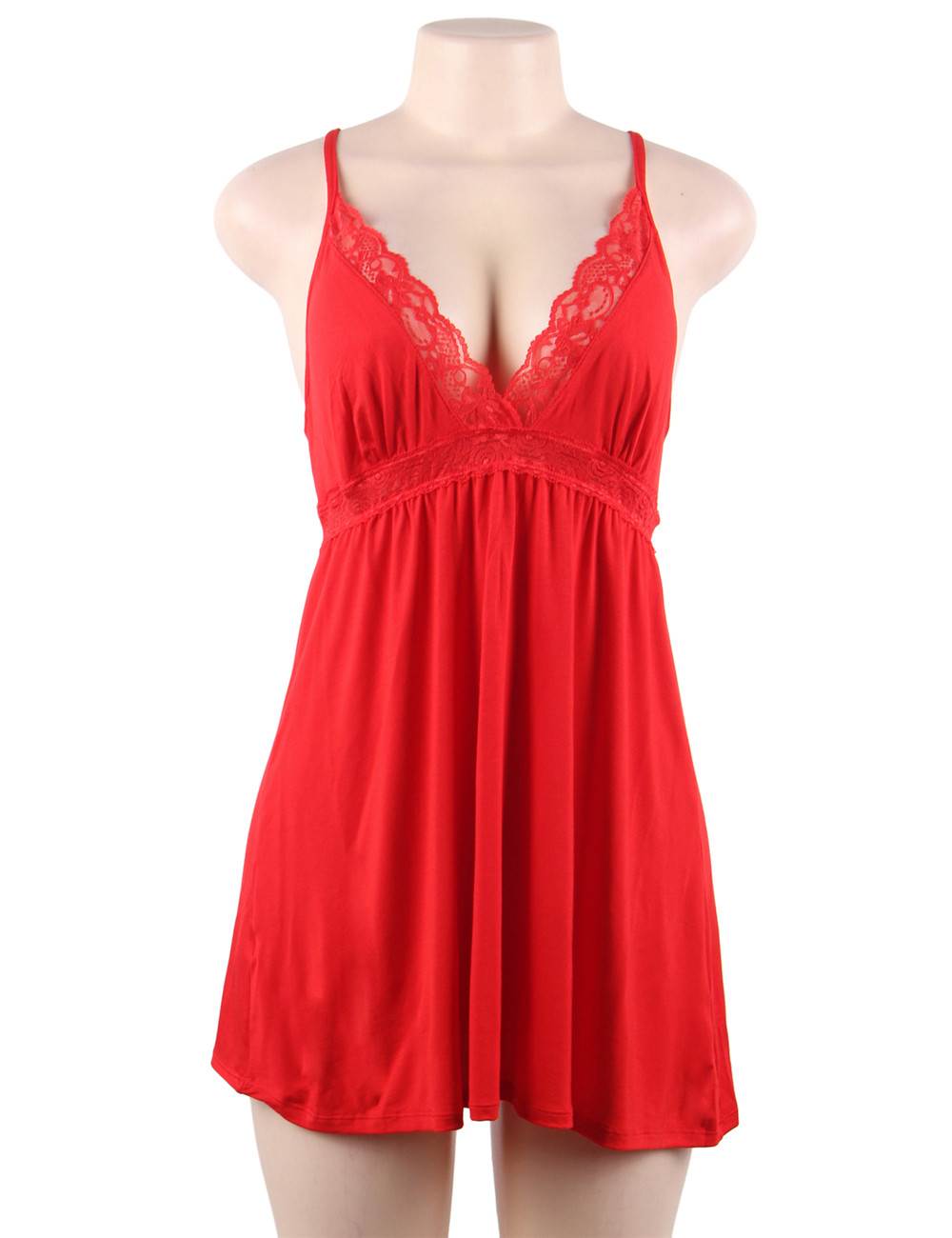 Stretchy Deep V-neck Sleepwear Modal Nightdress with G String