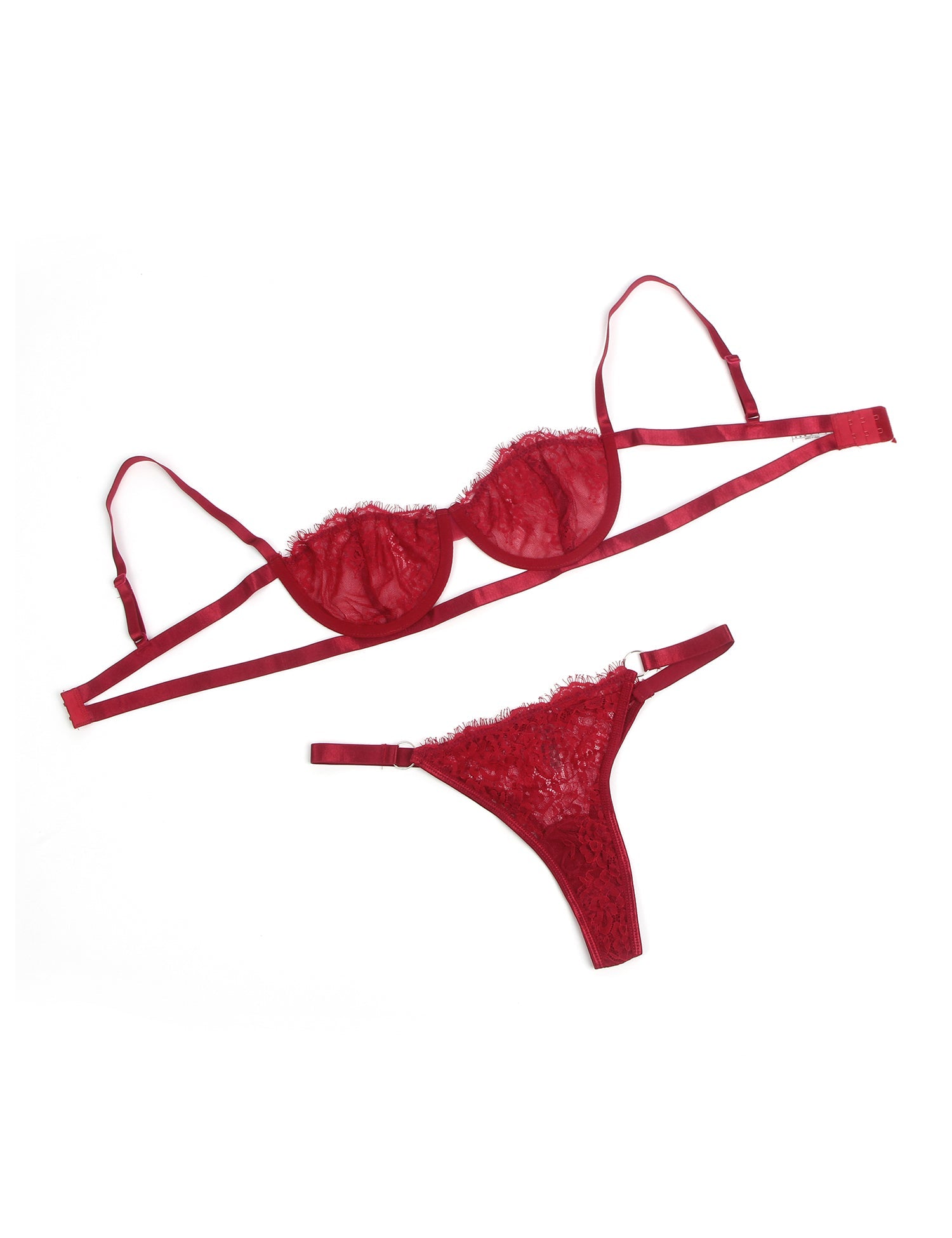 Ensemble soutien-gorge et brassière en dentelle rouge sexy
