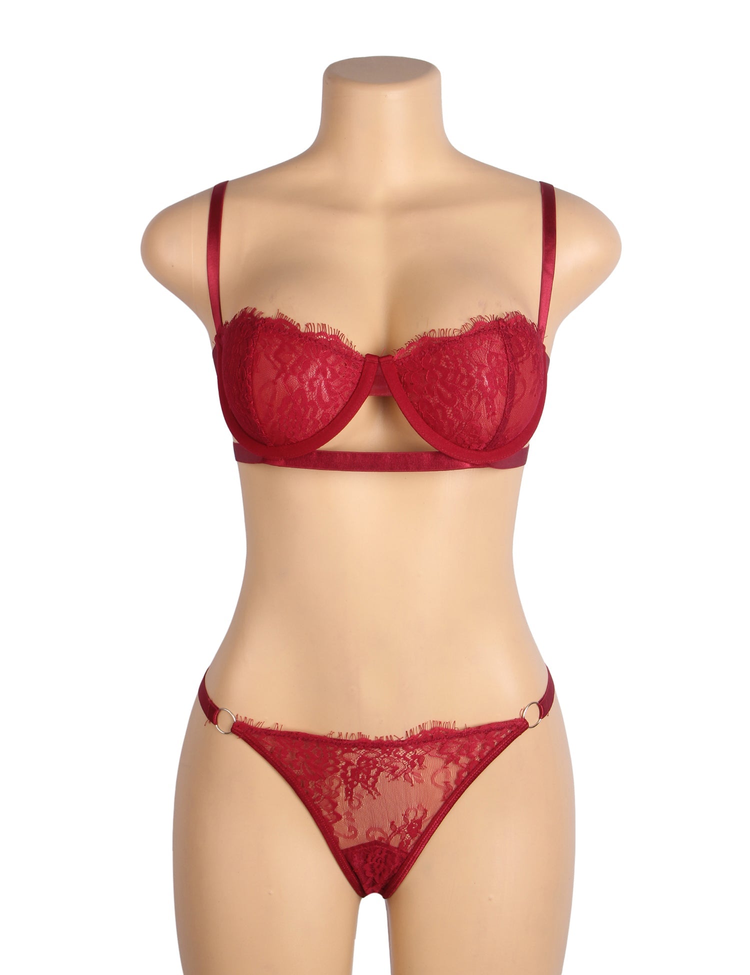 Ensemble soutien-gorge et brassière en dentelle rouge sexy