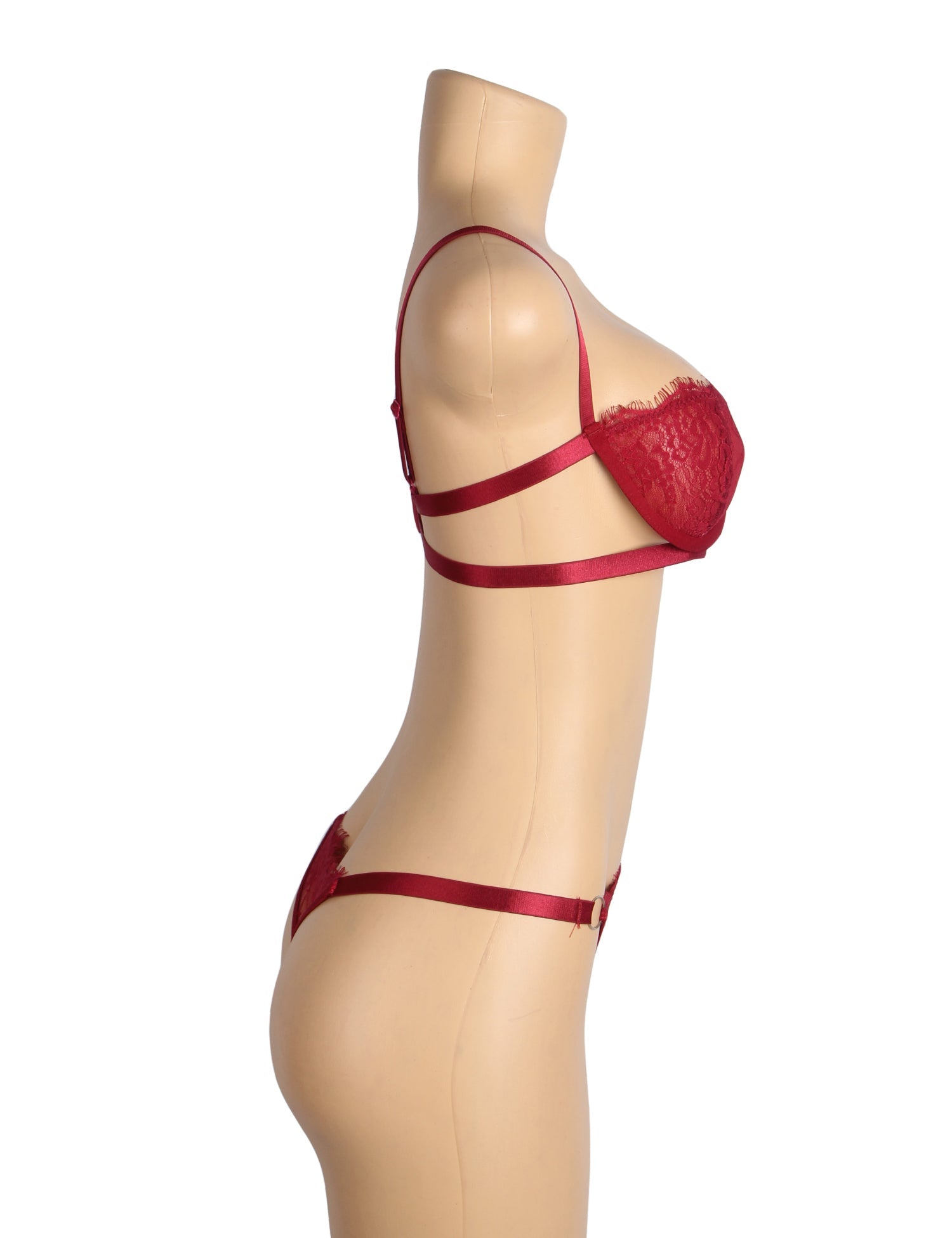 Ensemble soutien-gorge et brassière en dentelle rouge sexy