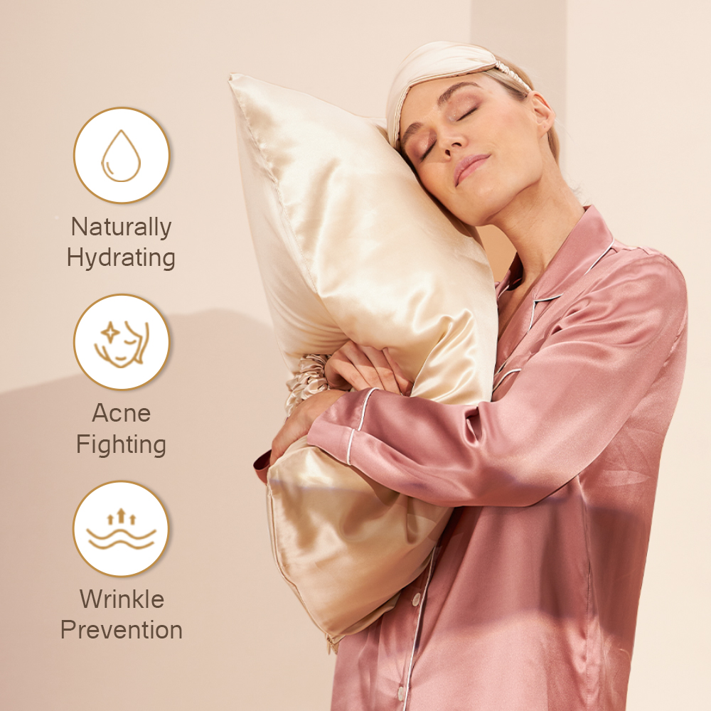 Luxury 100% Mulberry Silk Pillow case Sleep Eye Mask Blind Gift Set 3pieces Silk Pillowcase Silk Scrunchies