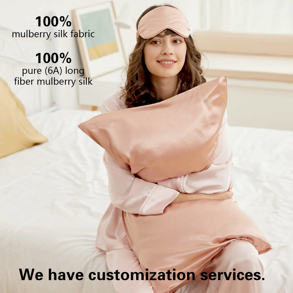 Luxury 100% Mulberry Silk Pillow case Sleep Eye Mask Blind Gift Set 3pieces Silk Pillowcase Silk Scrunchies