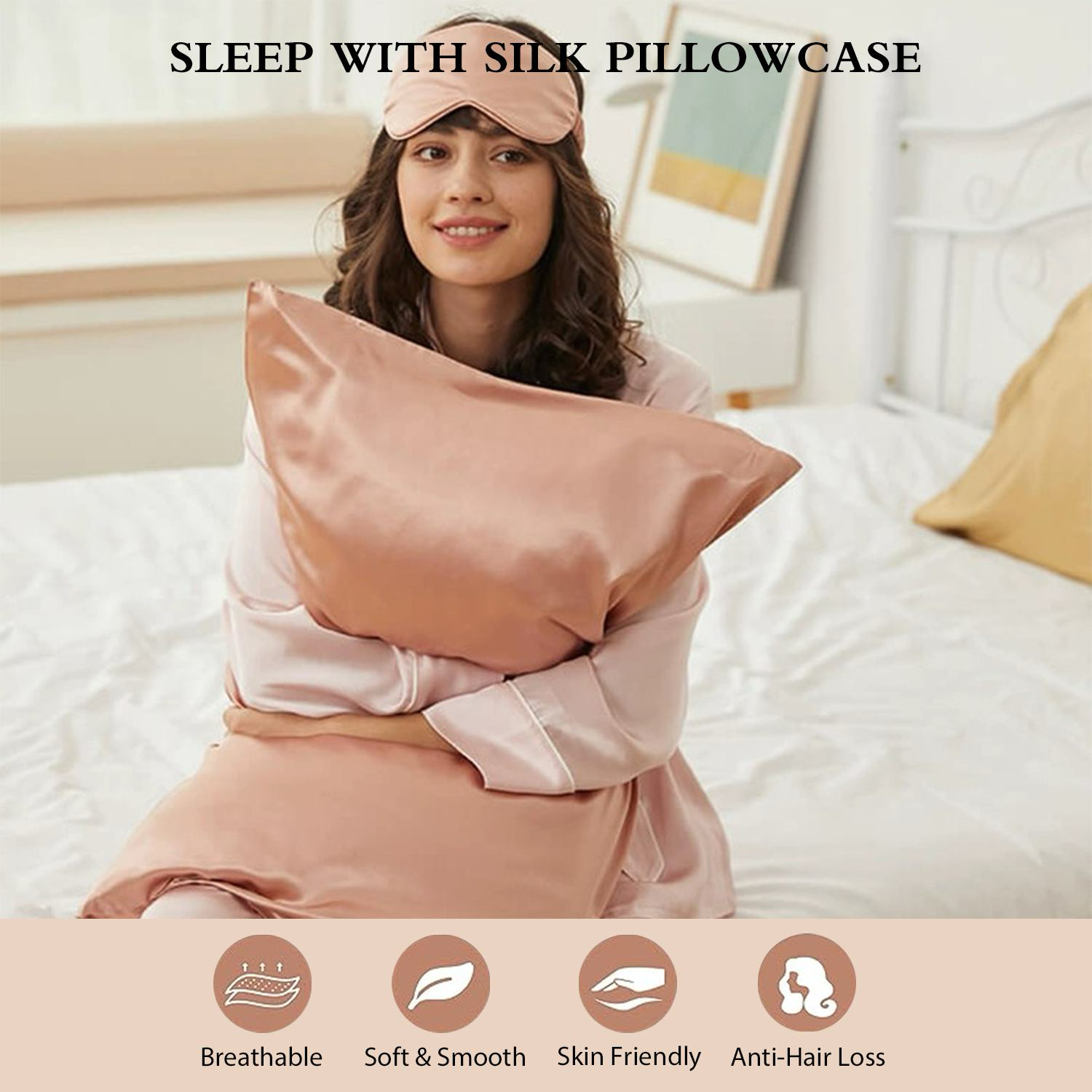 Luxury 100% Mulberry Silk Pillow case Sleep Eye Mask Blind Gift Set 3pieces Silk Pillowcase Silk Scrunchies